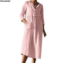 Newest women linen dresses plus size linen dress health lady clothes oversize dresses spring autumn style Good quality design 2024 - buy cheap