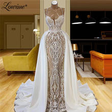 Lowime Lace Evening Dresses Two Pieces Wedding Party Dress Robe De Soirée De Mariage Plus Size Dubai Custom Made Prom Dresses 2024 - buy cheap