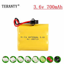 Bateria recarregável de 3.6v e 700mah nicd, bateria recarregável para tanques de brinquedos rc, trens, pistola de barco robô ni-cd, aa, 700mah e 3.6v, 1 peça 2024 - compre barato