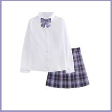 New School Girl Uniform Stundent Girls High Waist Plaid Pleated Skirts Jk School Uniform Anime Clothes Purple For Woman Full Set 2024 - buy cheap