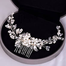 FORSEVEN Elegant Crystal Noiva Pearl Hair Comb Bride Tiara Crown Hair Clips Headdress Flower Jewelry Wedding Accessories JL 2024 - buy cheap