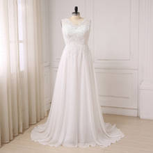Jiayigong vestido de noiva plus size, vestido de noiva com apliques de lantejoulas em branco marfim, vestido de praia com apliques 2024 - compre barato
