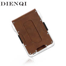 DIENQI Metal Anti-theft Wallet Business Leather Rfid Wallet Credit Card Holder Wolet For Man Purse Boys Wallet tarjetero hombre 2024 - buy cheap