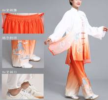 Ropa personalizada unisex bordado gradiente naranja/azul tai chi taijiquan, trajes de artes marciales kung fu, uniformes wushu 2024 - compra barato