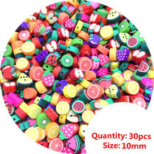 30 peças 10mm mixcolor impressão contas de argila polímero contas de cor misturada polímero argila espaçador contas para fazer jóias diy #009 2024 - compre barato