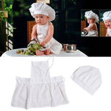 Conjunto de traje de Chef Unisex para bebé, traje de cocina infantil, mezclas de algodón, delantal de fiesta, sombrero, accesorios de fotografía, regalo, estudio fotográfico, blanco suave 2024 - compra barato