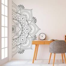 Yoga Mandala Flower Wall Stickers Mandala In Half Meditation Style Vinyl Wall Decal Home Yoga Studio Decoration AZ954 2024 - buy cheap