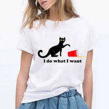 Camiseta feminina de verão gato preto i do que eu quero, camiseta de manga curta com animais engraçados e gráficos 2020 2024 - compre barato