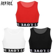 Girls Tanks Tops Round Neck Letter Print Crop Top Dance Stage Performance Jazz Exercise Fashion Sleeveless Kids Tops for Girls 2024 - buy cheap