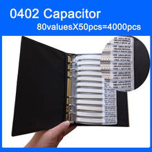 Libro de muestras de condensadores SMD 0402, 80valuesX50 Uds = 4000 Uds. 0,5pf ~ 1UF, juego de accesorios de paquete 2024 - compra barato