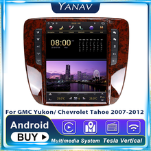 Rádio pra carro com receptor estéreo android, reprodutor multimídia vertical de vídeo, android, tesla, gmc, yukon/chevrolet tae 2007 a 2012 2024 - compre barato