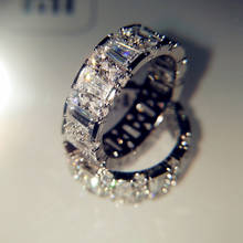 Женские круглые кольца серебряного цвета, большие обручальные кольца с кубическим цирконием, ювелирные изделия, S925 2024 - купить недорого