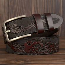 New Genuine Leather Belts for men Designer Belt Male Dragon Print Vintage Pin Buckle Luxury Strap New Fashion High Quality 2024 - buy cheap