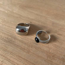 Amaiyllis 925 prata esterlina minimalista preto ágata aberto anel moda personalidade arco fosco anéis para jóias femininas 2024 - compre barato