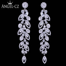 ANEGLCZ Statement CZ Jewelry Elegant Marquise AAA Cubic Zirconia Super Long Dangle Bridal Wedding Drop Earrings For Women AE184 2024 - buy cheap