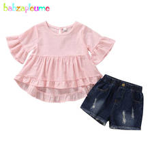 Baby Set 2PCS 1-5Years Summer Toddler Girls Outfits Fashion Cute Pink Cotton Kids T-shirt+Demin Shorts Children Clothes BC1880 2024 - buy cheap