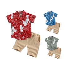 1-5Y Casual Toddler Kids Baby Boy Clothes Sets Short Sleeve Floral Print Single Breasted Shirt Tops Shorts Bottom 2PCS 2024 - buy cheap