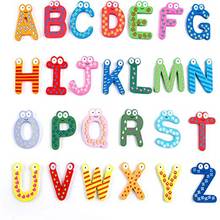 26Pcs Wooden Magnets Fridge Letters Wood Magnetic Refrigerator Stickers ABC Alphabet Cute Spelling Learning Game Toys for Kids 2024 - buy cheap
