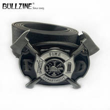 Bullzine zinc alloy fire fighter fire department belt buckle Free PU belt FP-02067 drop shipping 2024 - buy cheap