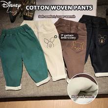 Disney Micky Cartoon Straight Plush Pants Baby Autumn Winter Stripes Embroidery Fleece Bottom Loose Casual Trousers Warm Pants 2024 - buy cheap