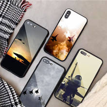 Capa de celular de vidro temperado aeronave, capa de celular para iphone 12 11 pro max 5 6 7 8 plus x xs xr xsmax shell 12pro 2024 - compre barato