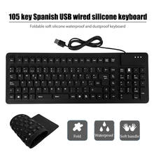 Teclado en español con cable USB, 105 teclas, plegable, de silicona suave, resistente al agua, a prueba de polvo, para ordenador de escritorio y portátil 2024 - compra barato