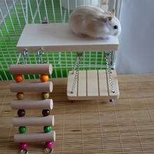 Hamster Wood Platform with Chew Toys Play Stand Chinchilla Climbing Ladder Swing Cage Accessories for Mouse Rat Gerbil 2024 - buy cheap