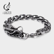 Fongten-pulsera Retro de dragón para hombre, brazalete con cadena de eslabones de acero inoxidable, joyería de moda 2024 - compra barato