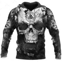 Skull Viking Tattoo 3D Hoodie Men/Women Hipster Streetwear Outfit Autumn 90s Boys Hiphop Hood Sweatshirts Punk Clothes Drop ship 2024 - buy cheap
