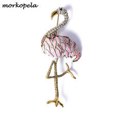 Morkopela Enamel Ostrich Bird Enamel Pin Brooch Women Rhinestone Pins And Brooches Vintage Costume Brooch For Scarves 2024 - buy cheap