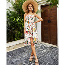 Elegant Off Shoulder Sleeveless Dames Playa Flower Sundress Women Boho Beach Summer Holiday Vacation Floral Mini Dress 2024 - buy cheap