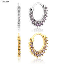 ANDYWEN-Pendientes de plata de ley 925 con Circonia cúbica, joyería de lujo, color dorado, púrpura, estilo Rock, Punk 2024 - compra barato