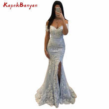 Off-the-shoulder Lace Split Mermaid Prom Dress Sweep Train Zipper Evening Party Gown 2024 - buy cheap