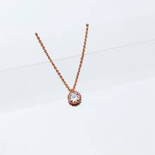 Exquisito collar de circonia cúbica de una sola piedra para mujer, Color oro rosa, collar de moda, joyería de cadena 2024 - compra barato
