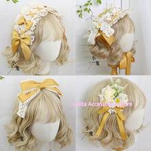 Mori Girl Ginger Lolita Bow Lace Hair Clip Flat Hat Headband KC Hair band Sunflower Dress Hairpin Top hat Hair Accessories 2024 - buy cheap