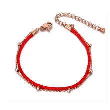 Trendy Double Layer Stainless Steel Red Rope Good Lucky Bracelets For Women Girls Ethnic Chinese Bracelet Jewelry B19145 2024 - buy cheap