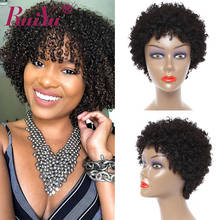 RUIYU-Peluca de cabello humano brasileño para mujer, Pelo Rizado Afro, hecha a máquina, corte Pixie corto 2024 - compra barato