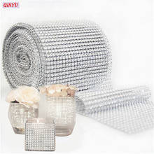 1 Roll 24 Rows Silver Crystal Diamond Mesh Rhinestone Ribbon for Birthday Wedding DIY Decoration Cake Wrap Crystal Tulle 5z 2024 - buy cheap