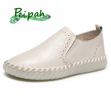 PEIPAH-zapatos planos informales de piel auténtica para mujer, calzado sin cordones, suela suave, hecho a mano, para otoño 2024 - compra barato