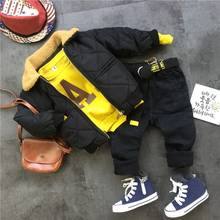 winter Baby Boy Clothes Set Children Clothing Sets Baby Boys Thicken coat+plush sweater+plush jeans 3pcs Kids Clothes sets 2-6Y 2024 - buy cheap