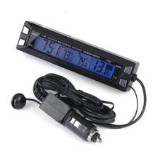 Termômetro digital 3 em 1 para carro, voltímetro, monitor de temperatura, 12v, ambiente interno e externo, luz de fundo laranja/azul 2024 - compre barato