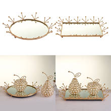 Gold Mirrored Tray Home Decor Serving Tray Luxury Candle Holder Makeup Organiser 2024 - buy cheap