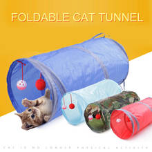 Túnel plegable para gatos y cachorros, tubos de juego con 2 agujeros, bolas, juguetes para gatitos y conejos, 7 colores, envío directo 2024 - compra barato