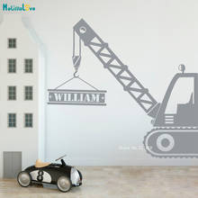 Custom Name Construction Crane Wall Decal Personalized  Sticker Home Kids Boys Room Nursery Truck Murals Handmade YT4747 2024 - buy cheap