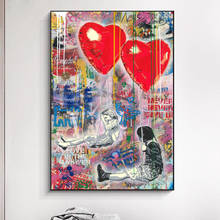 Pinturas artísticas de grafiti Love Is In The Air para pared, carteles e impresiones artísticos de calle abstracta, imágenes en lienzo, decoración de pared del hogar 2024 - compra barato