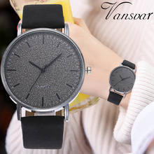 Relógio de pulso feminino quartzo, relógio com pulseira de couro analógico universal 2024 - compre barato