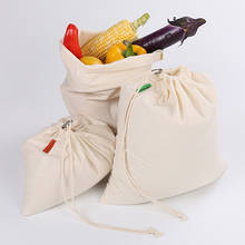 Bolsas reutilizables de algodón ecológico, organizador de compras orgánico, lavable, para guardar comestibles y juguetes, con cordón, 8 unidades 2024 - compra barato