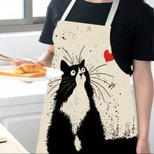 Cotton And Linen Kitchen Ladies Aprons Baking Restaurant Work Clothes With Pockets Sleeveless Bib Fabric Fashion Couple Aprons 2024 - buy cheap