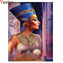 Mosaico bordado con diamantes, pirámide de la reina de Egipto, taladro completo 5D, pintura con diamantes, artesanía, Kit de punto de cruz, decoración 2024 - compra barato