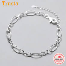 Trustdavis Real 925 Sterling Silver Fashion Sweet Ellipse Round Chain Bracelet For Women Wedding Fine S925 Jewelry Gift DA1701 2024 - buy cheap